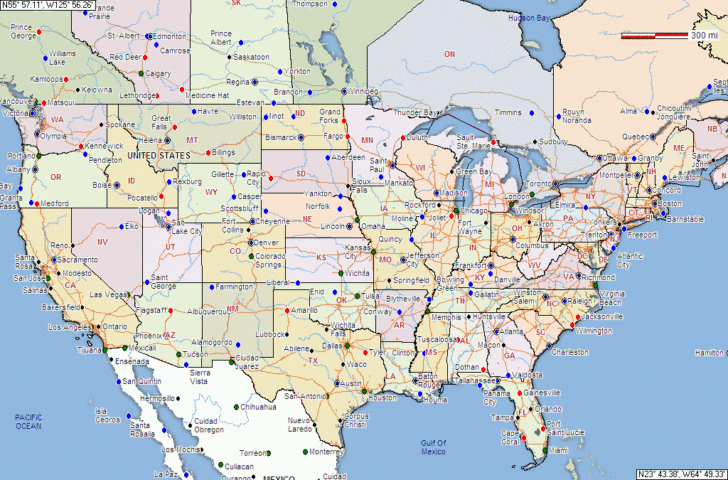 Map Of USA With Coordinates