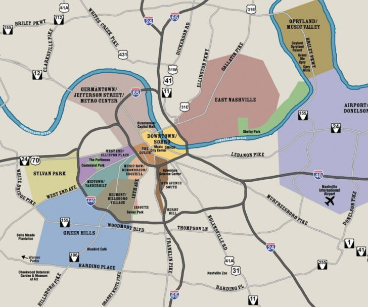 Nashville Tennessee Map USA