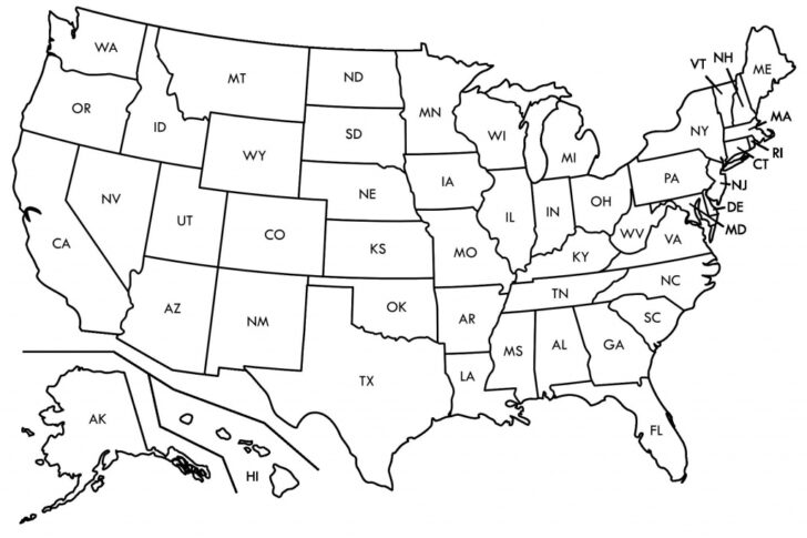 Map Of USA Black And White Printable