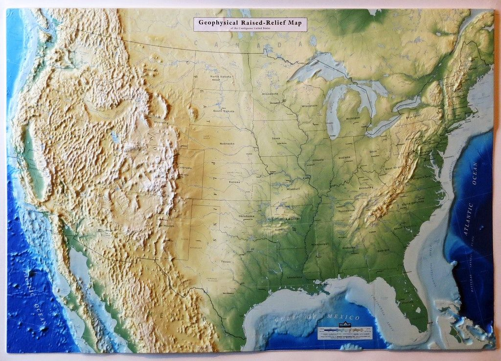 Raised Relief Map Of The USA Relief Map Us Map Topography Map