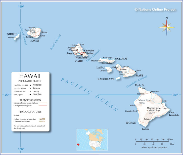 USA And Hawaii Map