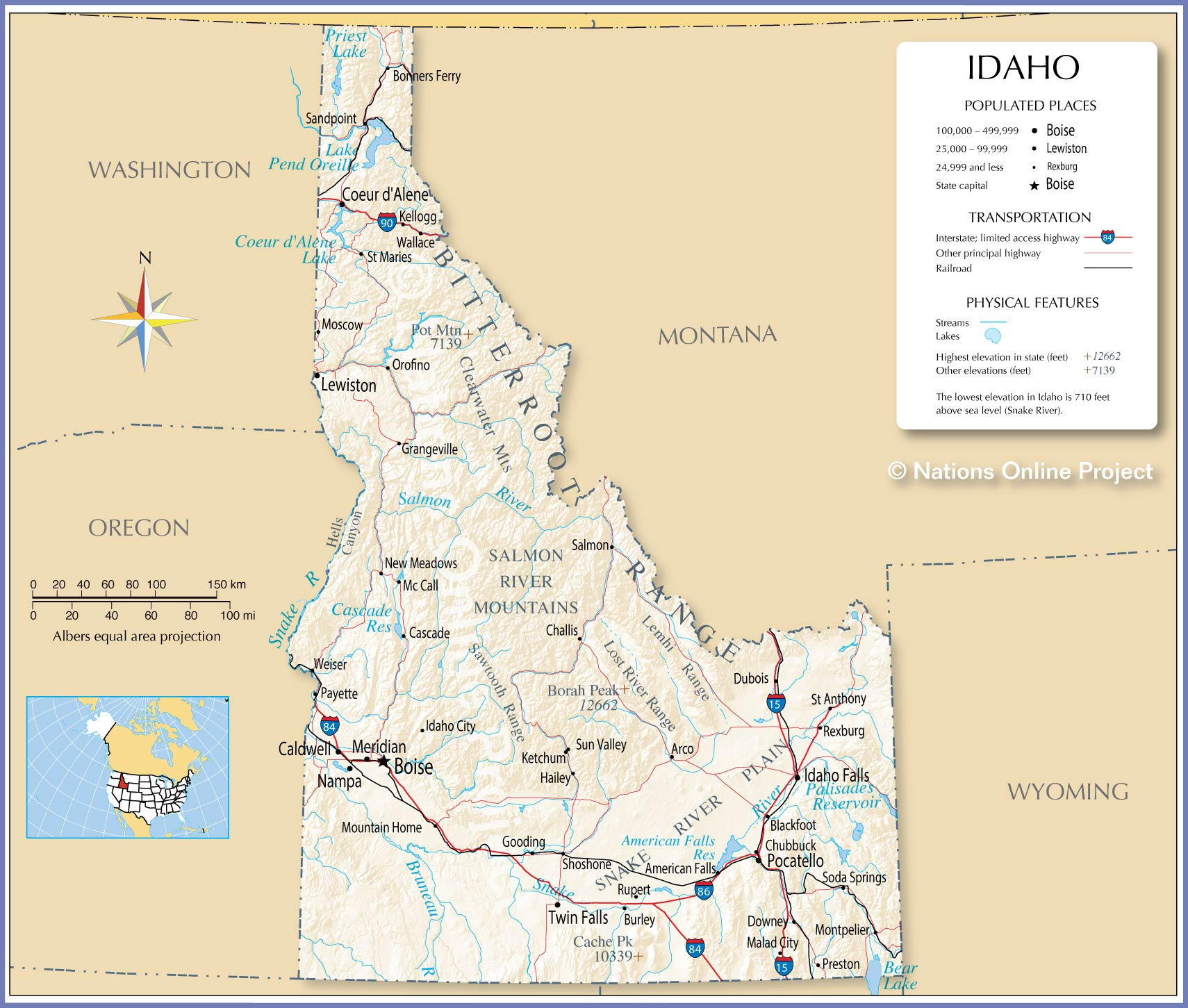 Reference Maps Of Idaho USA Nations Online Project
