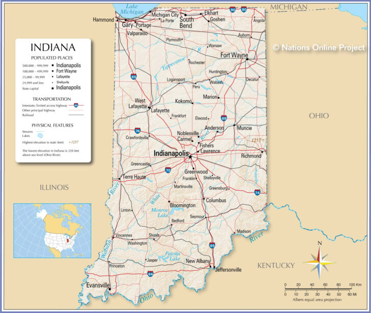 Map Of Indiana USA