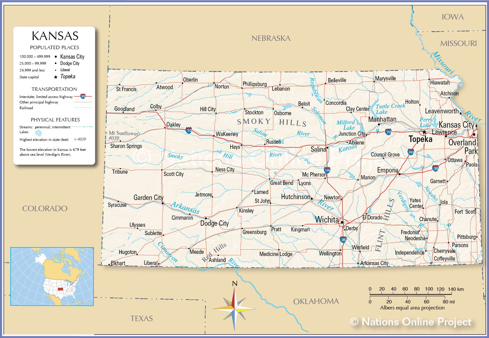 Reference Maps Of Kansas USA Nations Online Project
