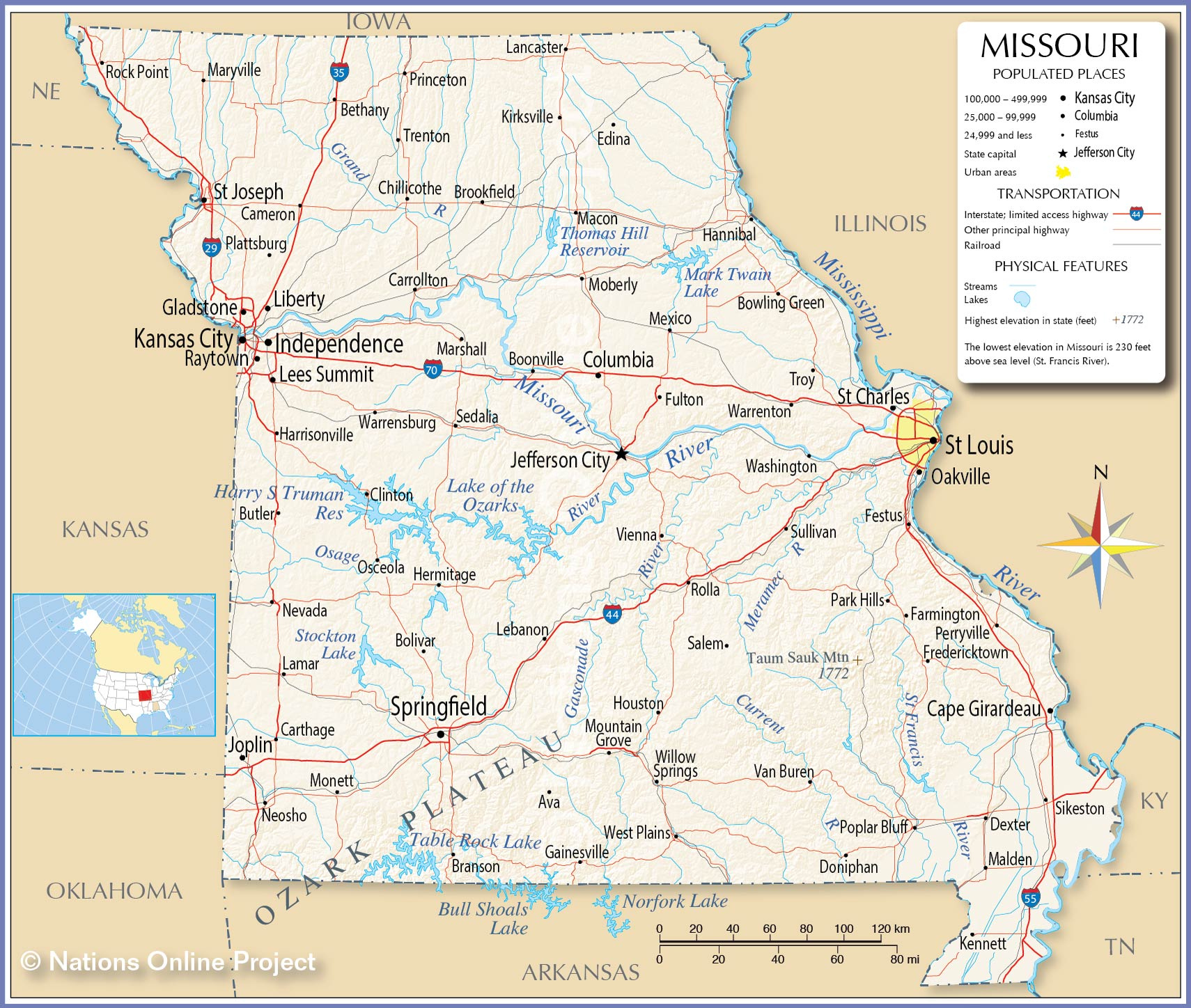 Reference Maps Of Missouri USA Nations Online Project