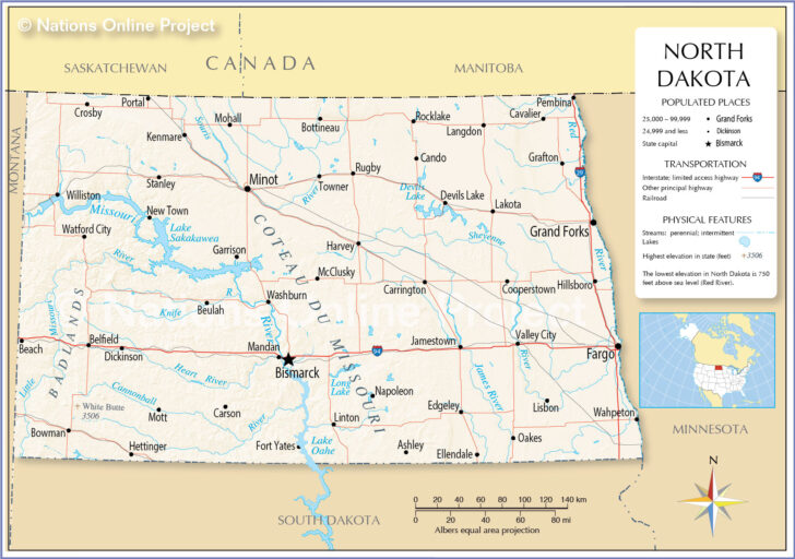 North Dakota USA Map