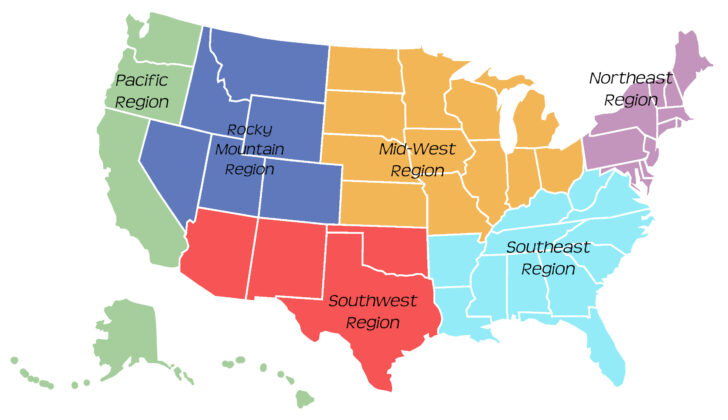 Regions In USA Map