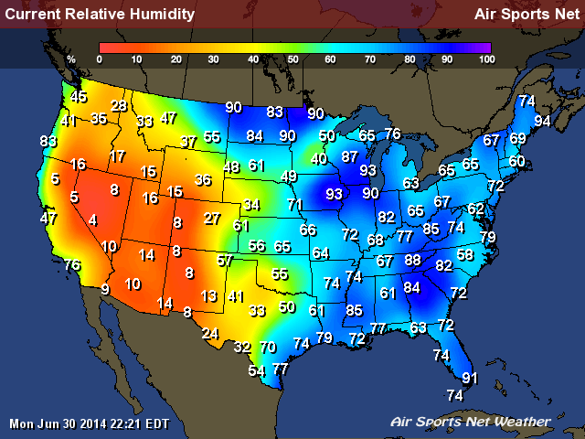 Relative Humidity Map For The United States Relative Humidity The 