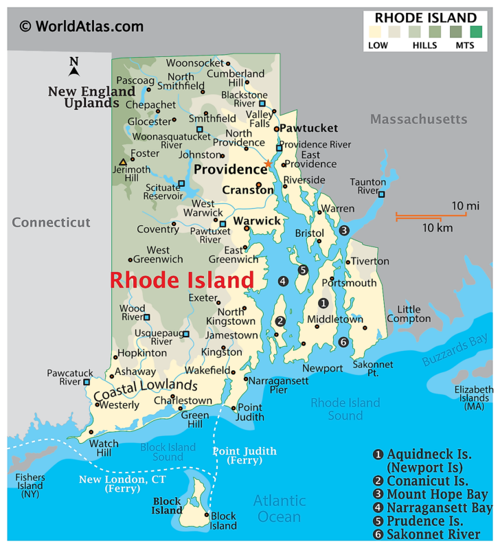Map Of Rhode Island USA