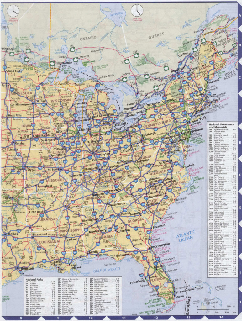 Map Of USA East | Printable Map Of USA