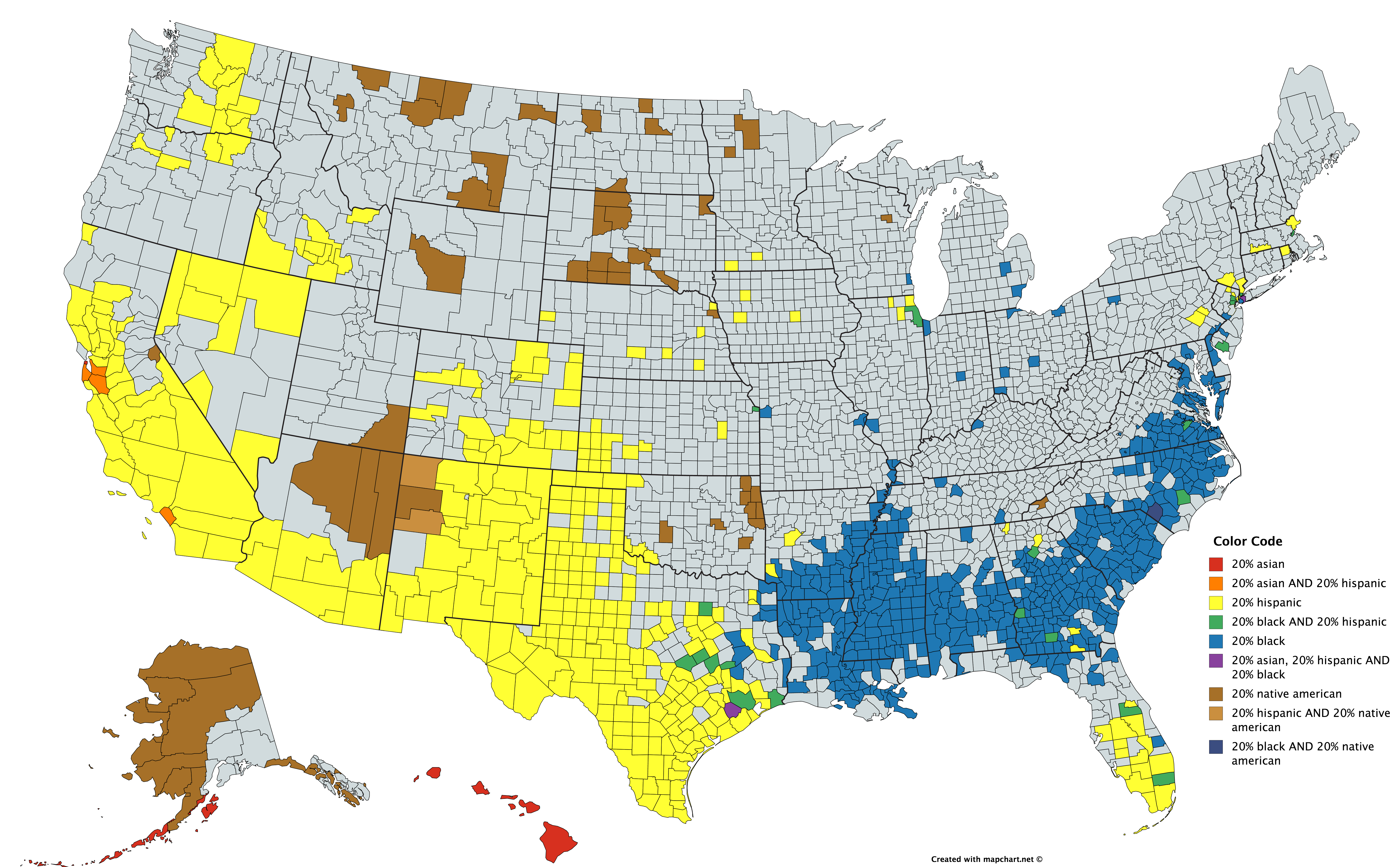 Significant Racial Minorities In Each U S County Vivid Maps Map 