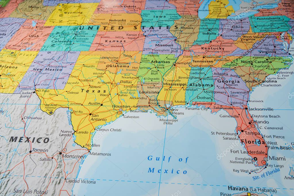 South Usa States Map Stock Photo Aallm 188022824