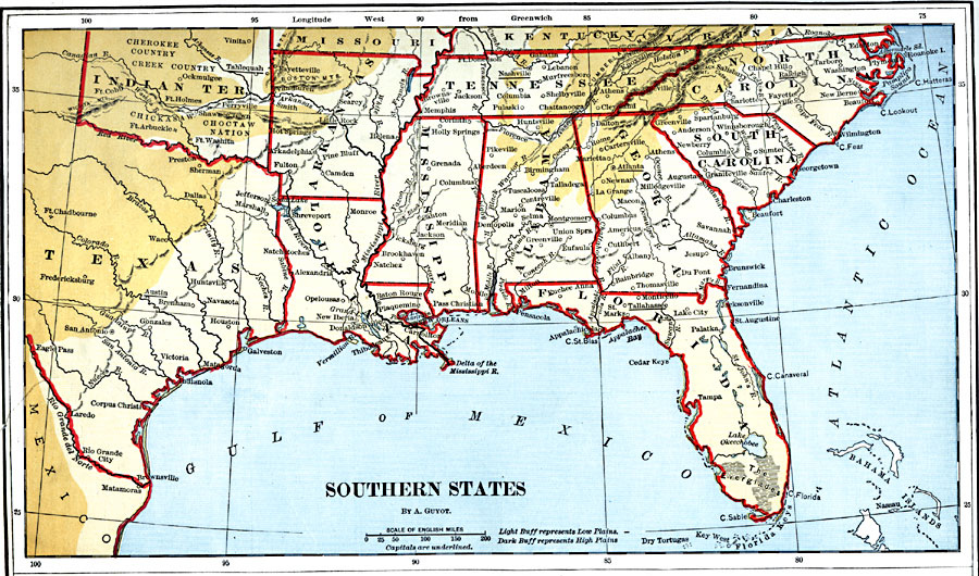 Map Of Southern States Of USA Printable Map Of USA   Southern States 2 