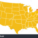 Stock Photo Map Of The Continental United States With The State Of New