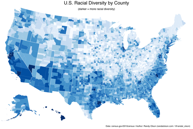 The 5 U S Counties Where Racial Diversity Is Highest and Lowest The 
