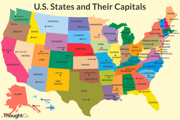 Maps Of USA States And Capitals