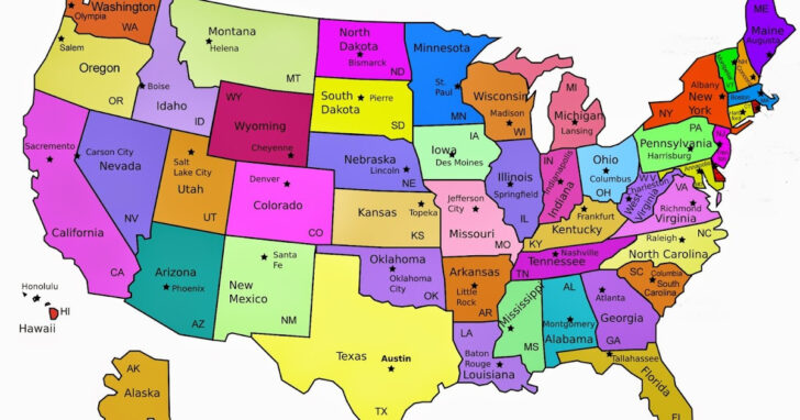 USA Map With The States And Capitals