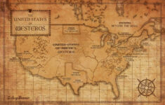 The United States America Map Classic Vintage Retro Kraft Decorative