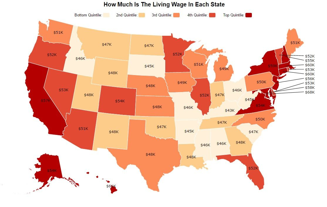This Map Shows How Much You Need To Support A Small Family In Each 