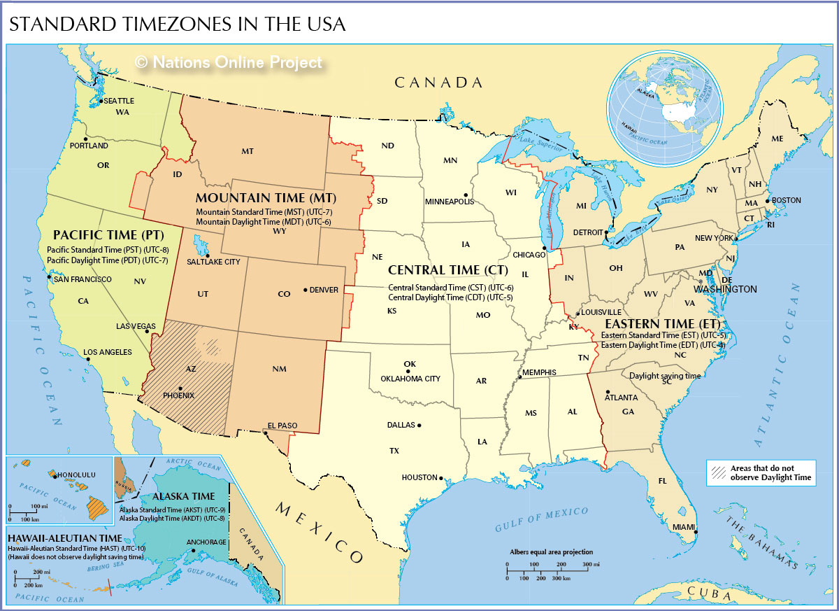 Time Zone Map Of The United States Nations Online Project