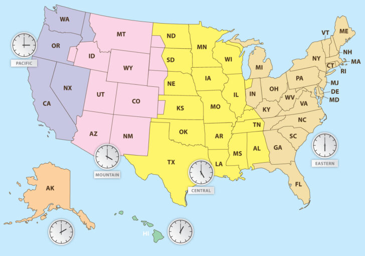Time Zone Map Of USA