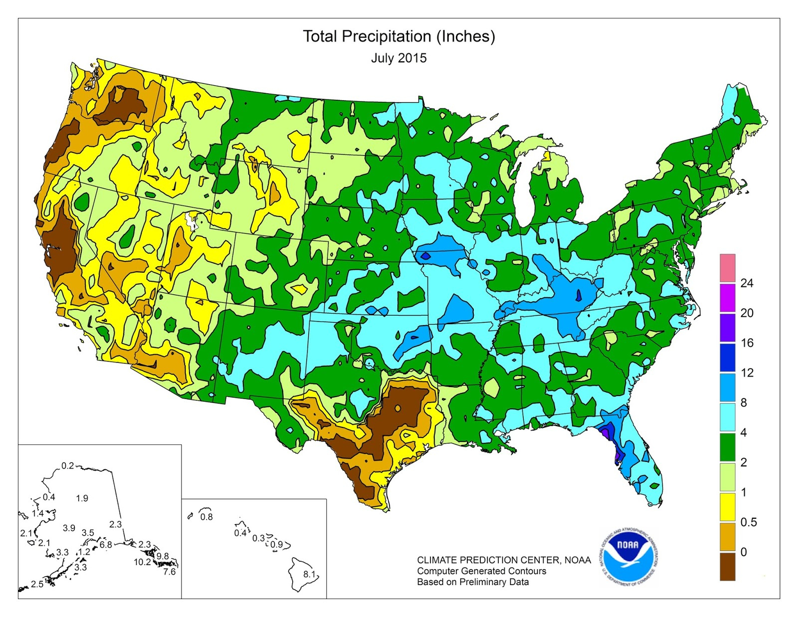 Total Precipitation In USA For July 2015 Vivid Maps