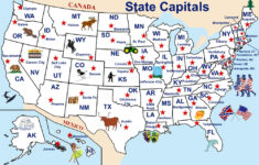 U S Capitals Map Poster