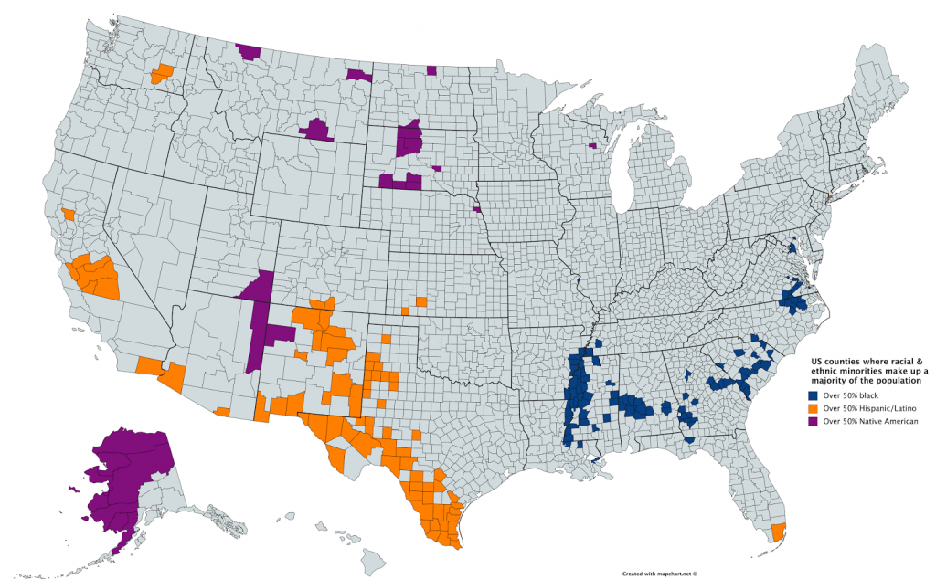 U S Counties Where Racial And Ethnic Minorities Make Up A Majority Of 