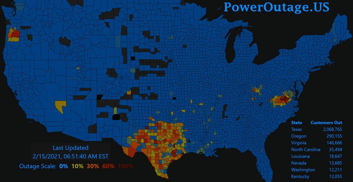 Power Outages USA Map Printable Map Of USA