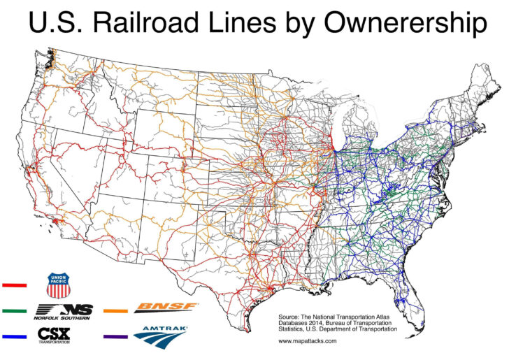 Map Of Train Tracks In USA
