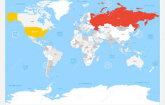 United States And Russia Highlighted On Political Map Of World Vector