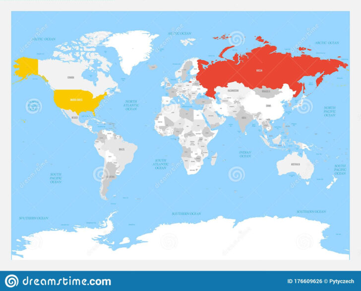 Rusia And USA Map