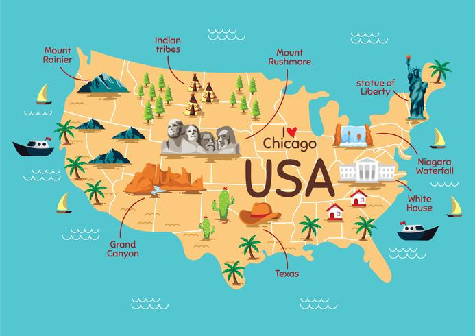 United States Landmark Map 226164 Download Free Vectors Clipart 