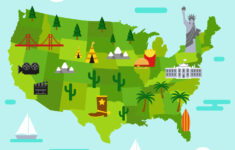 United States Landmark Map Vector Background 227949 Vector Art At Vecteezy