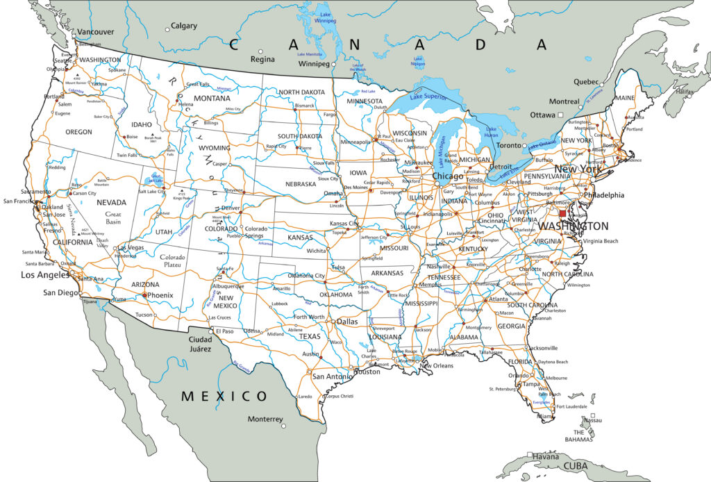 Atlas Road Map Of USA | Printable Map Of USA