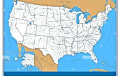 United States Map Of Rivers And Lakes Showing State Shapes And Stock