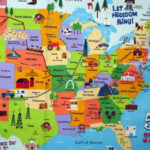 United States Map Panel 50 States Landmarks Tourist Sites