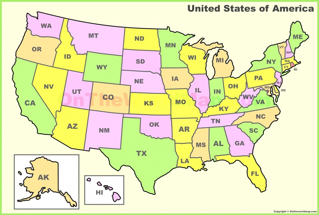 USA Map Abbreviated | Printable Map Of USA
