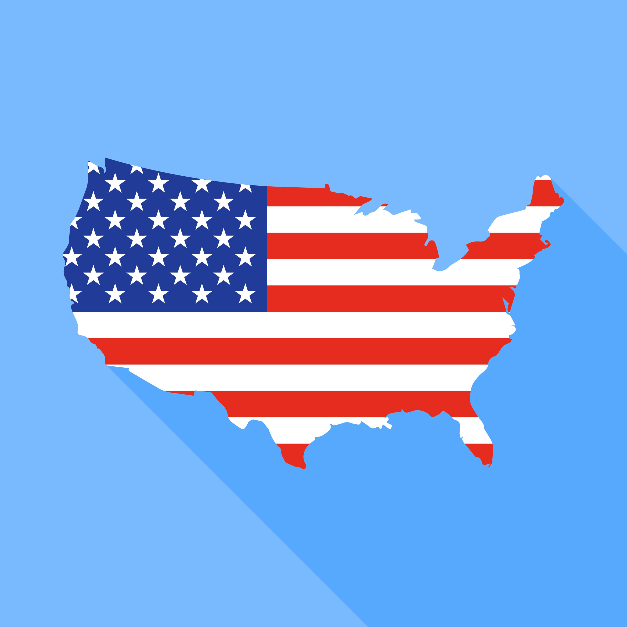 United States Map With Long Shadow Vector Illustration 647517 Vector 