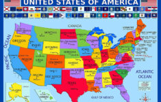 United States Map With State Flags Poster Laminated Educational