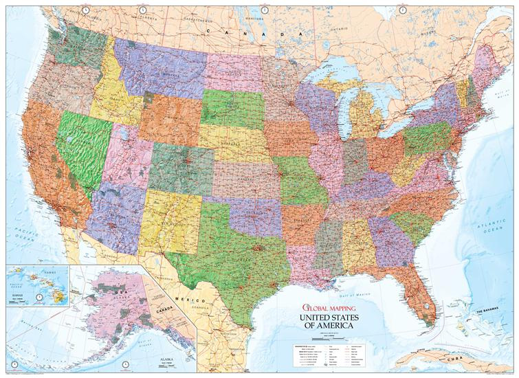 United States Of America Wall Map USA Global Mapping ISBN 