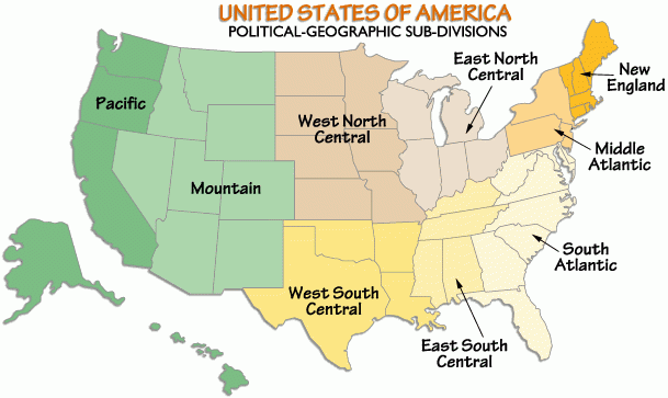 United States Political Geographic Divisions Map