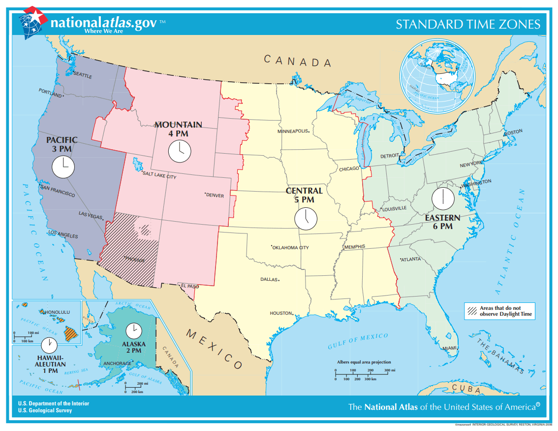 United States Time Zones Interactive Map Quiz Student Handouts