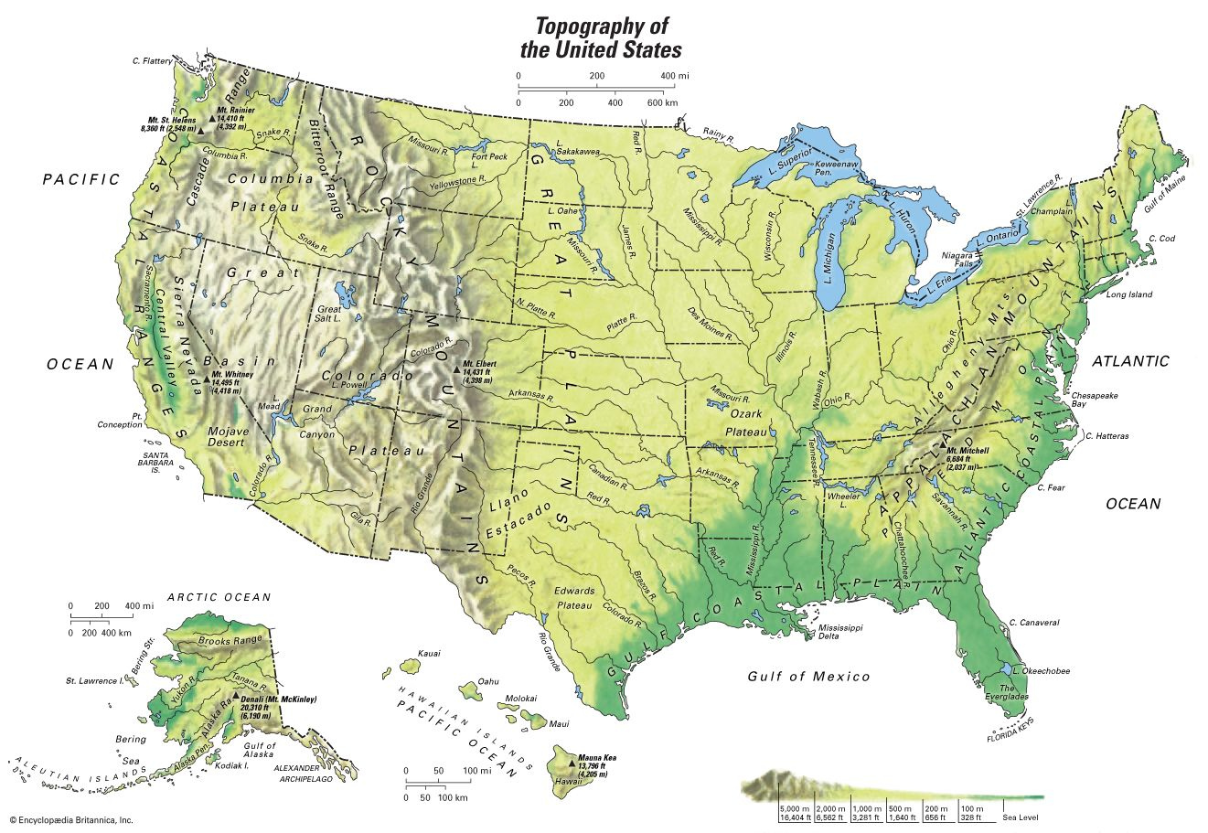 United States Topographical Map Students Britannica Kids 