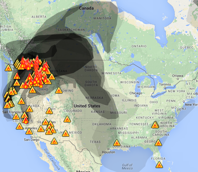 UPDATED Smoke Map Aug 26 2015 Wildfire Today