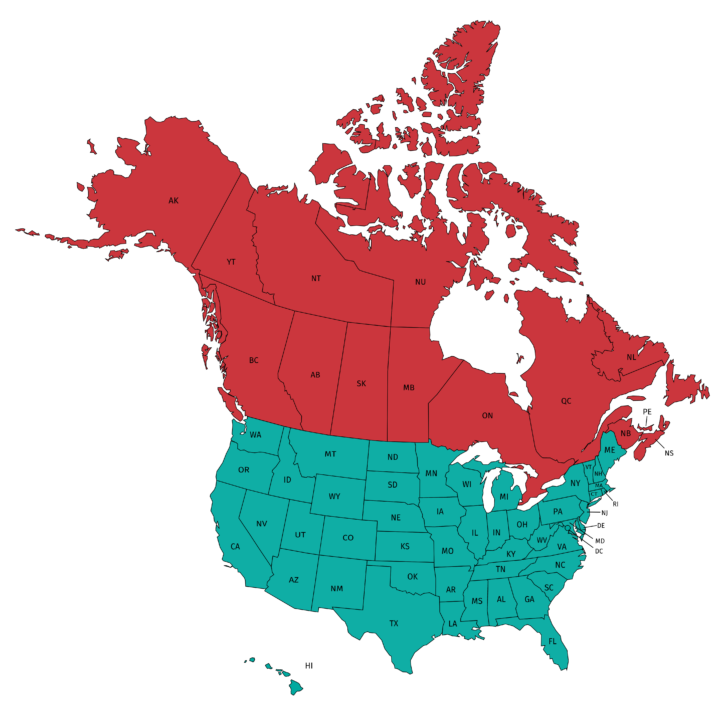 Map Of USA With Canada