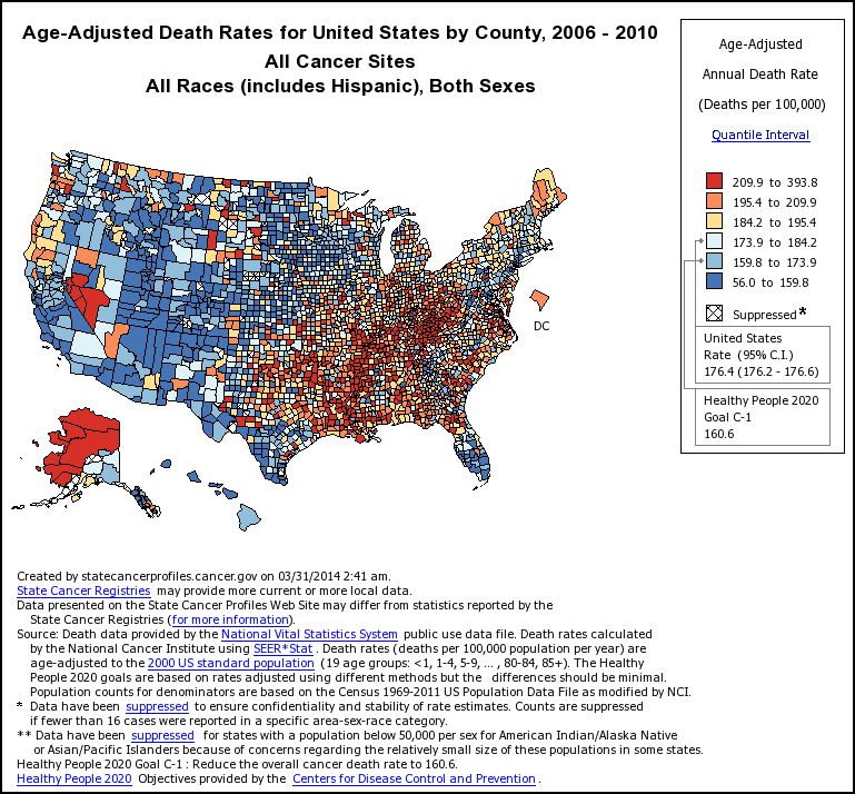 US Cancer Rates Highest On The Rivers Low In Mountains Desert REB 