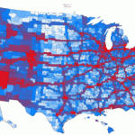 US County Map Based On How Often Each County Is Visited Map County