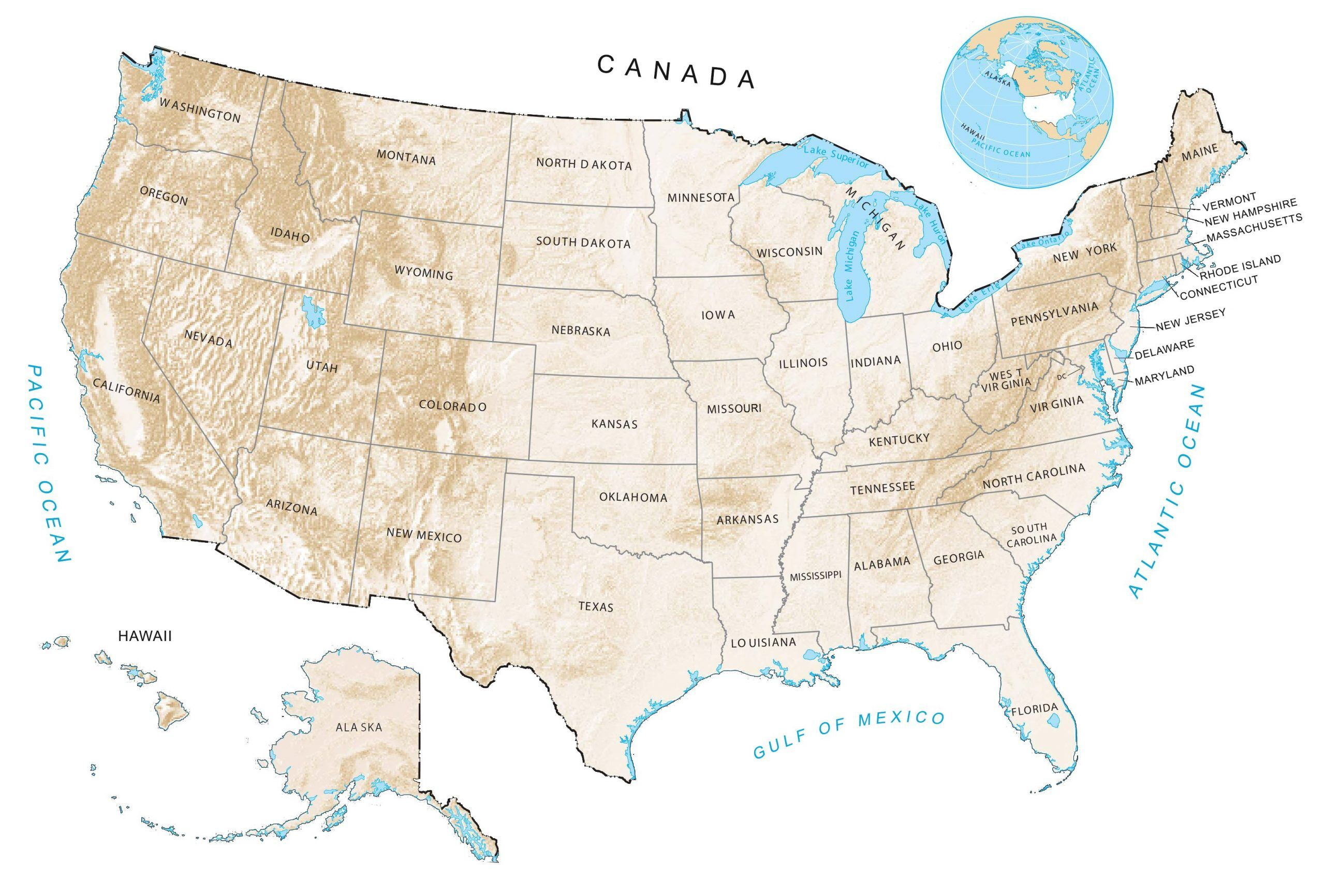 US Elevation Map And Hillshade GIS Geography