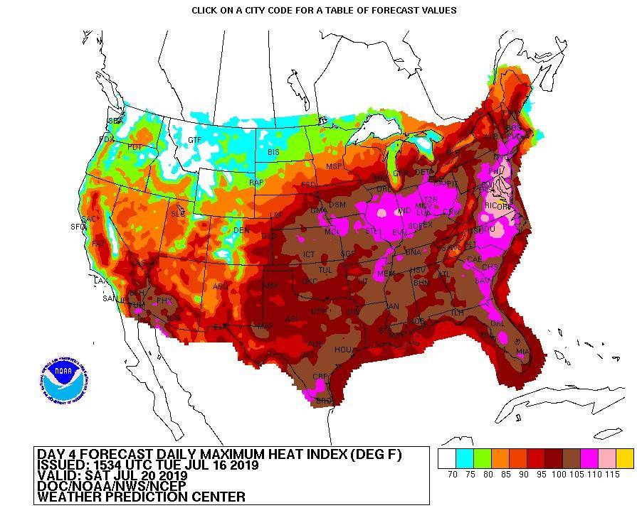 US Heat Wave Map 2019 List Of States Affected By Excessive Hot Weather